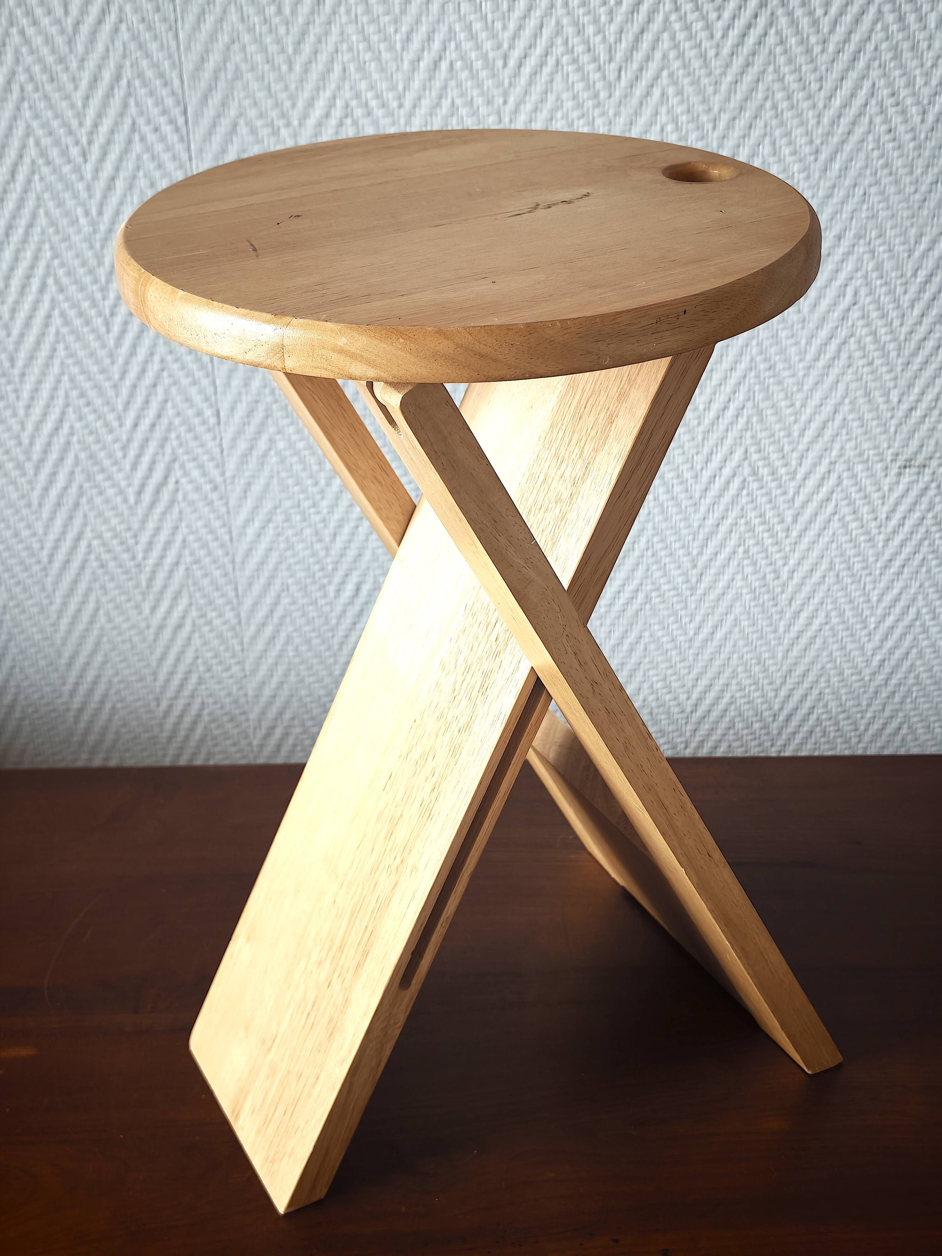 Tabouret pliant en bois 1980