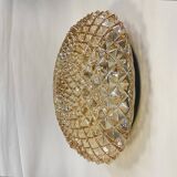 Applique murale plafonnier verre doré ambre pointes de diamant vintage