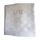 Nappe damassée monogrammée GM , 1m55 x 2m90