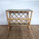Porte-revue vintage en rotin, tablette vert sauge