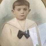 Colorized photo portrait of little boy