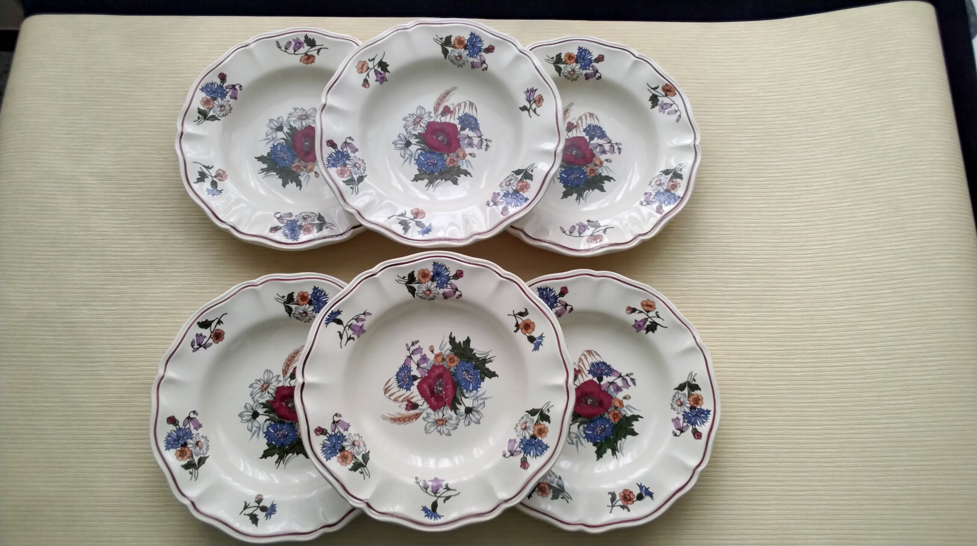 Set de 6 assiettes creuses en faience de Sarreguemines Modèle Agreste