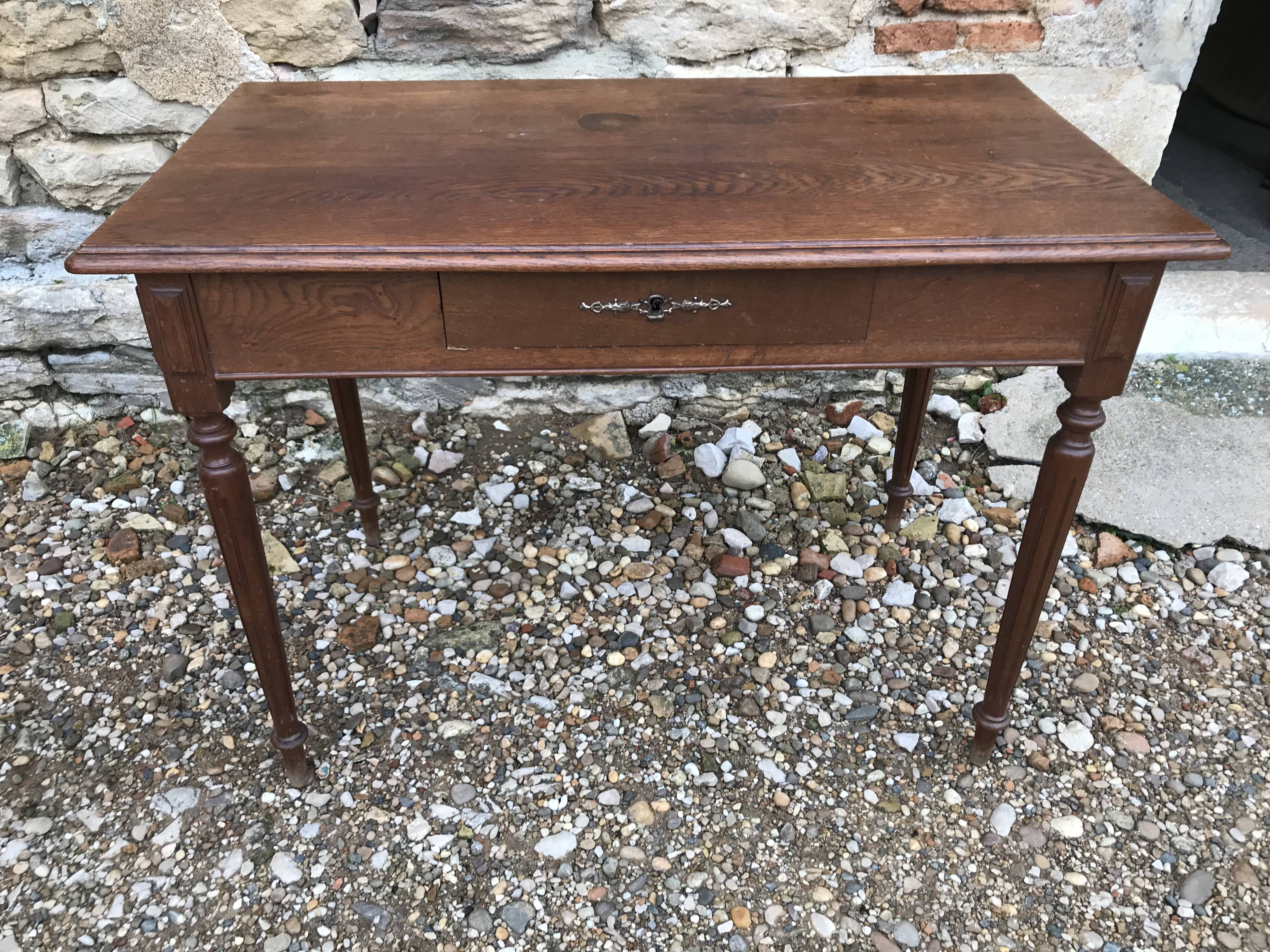 Bureau table à écrire plat chêne 1900