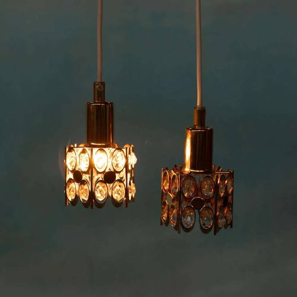 Vintage Palwa suspensions in brass & crystal