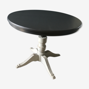 Old round dining table transformable central foot