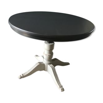 Old round dining table transformable central foot