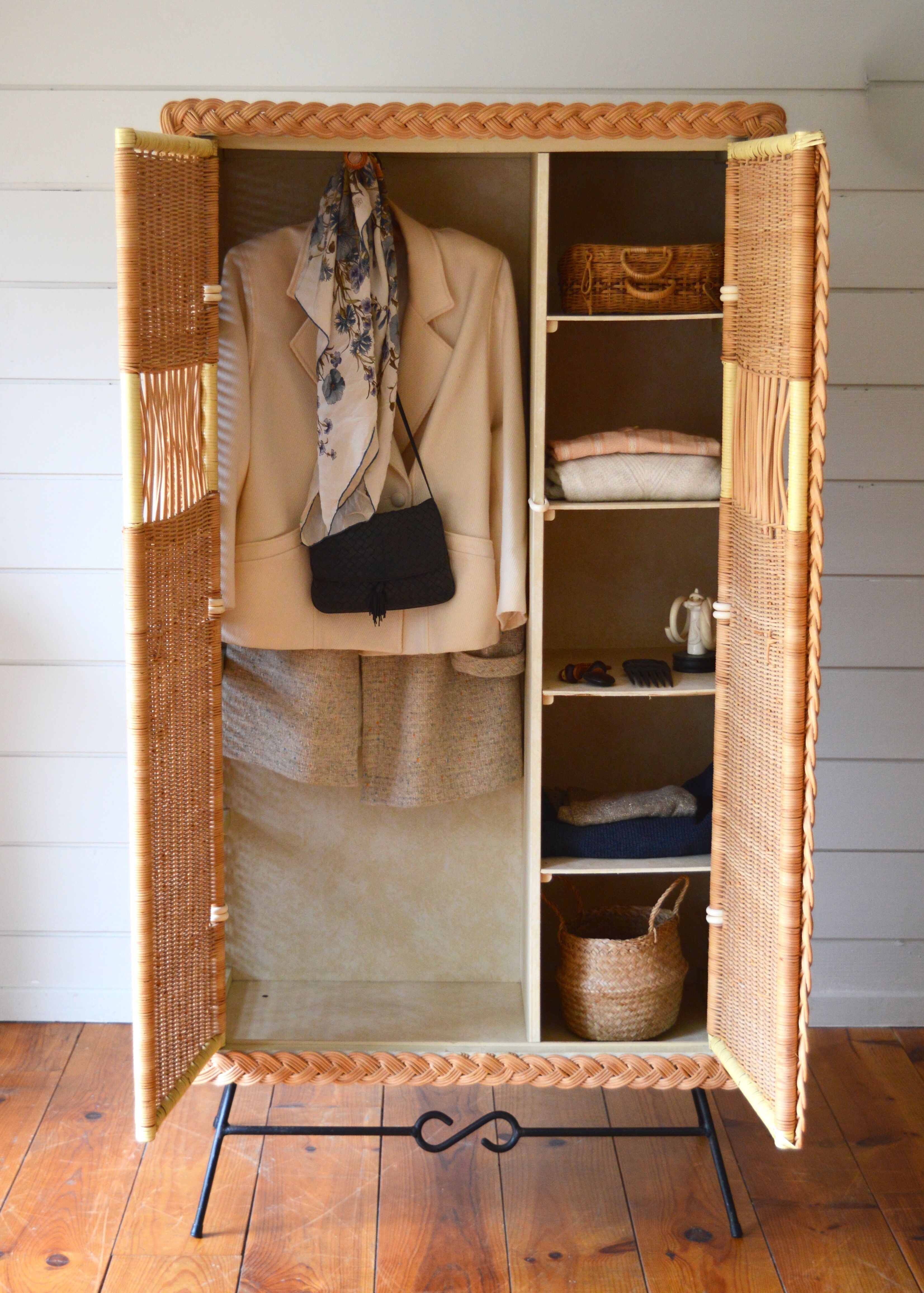 Rattan and wicker cabinet