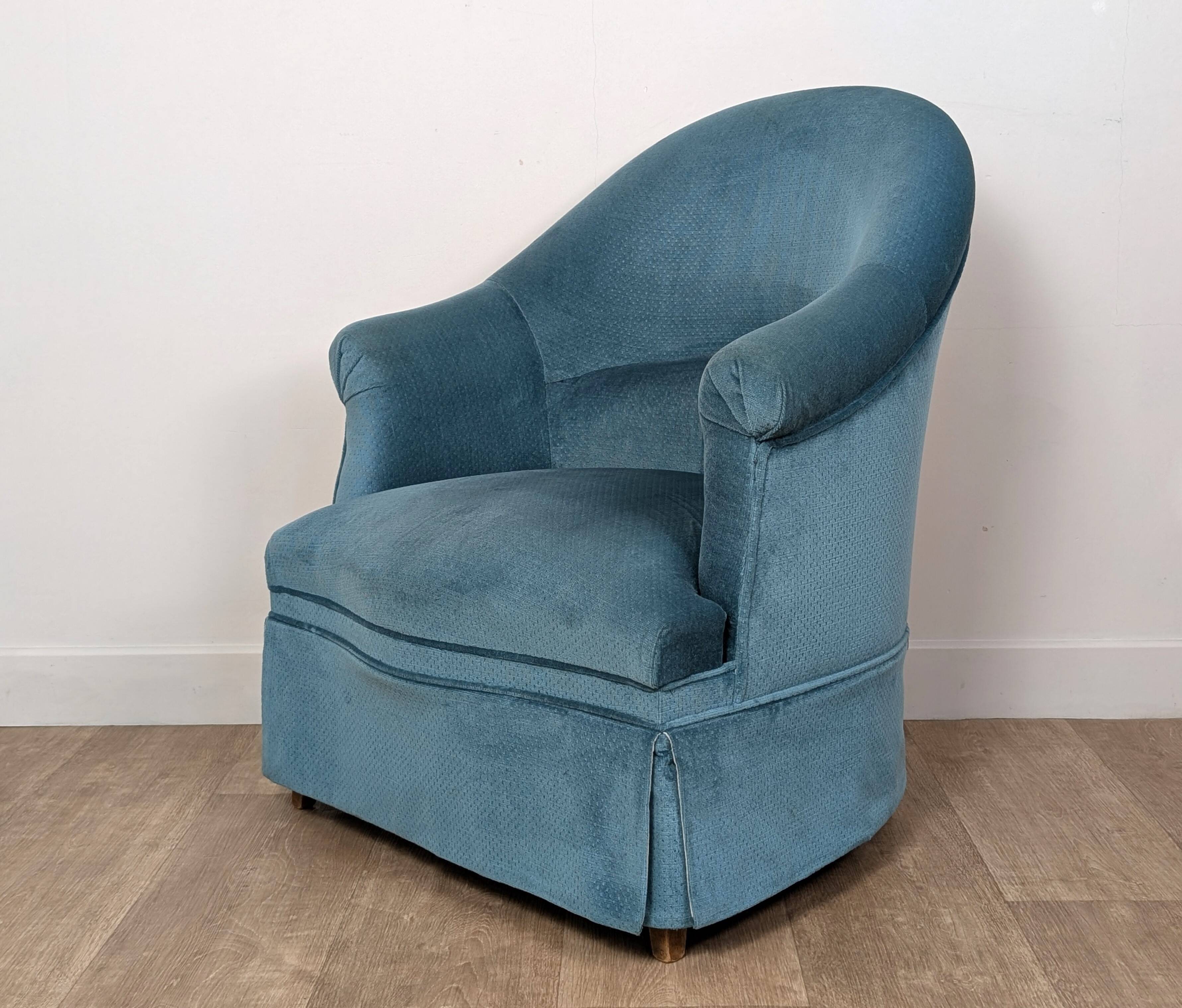 Pair of velvet toad armchairs