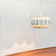 Mid-century white metal Swiss suspension by H. Zender for Temde.