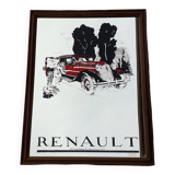 Large vintage screen-printed mirror - Renault 1928 -