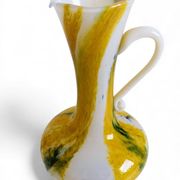 Cristallerie de Clichy White Opaline Pitcher Vase, Handmade in France