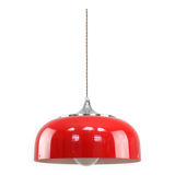 Grande suspension rouge Space Age de Guzzini, années 1960
