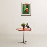 Side table or occasional table with an orange-ochre top