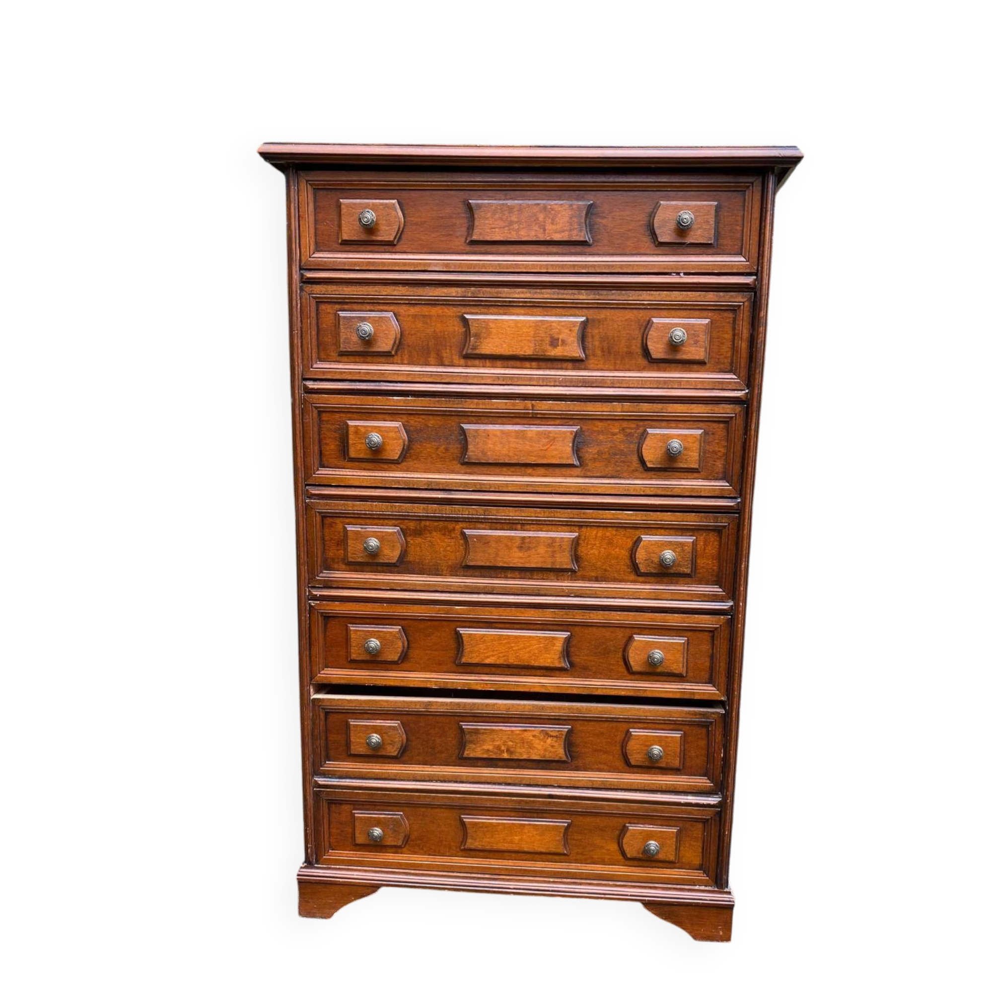 Semainier commode vintage 7 tiroirs coloniale en bois