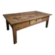 Antique cherry coffee table, rustic farmhouse table with drawer, circa 1750–1800.