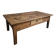 Antique cherry coffee table, rustic farmhouse table with drawer, circa 1750–1800.