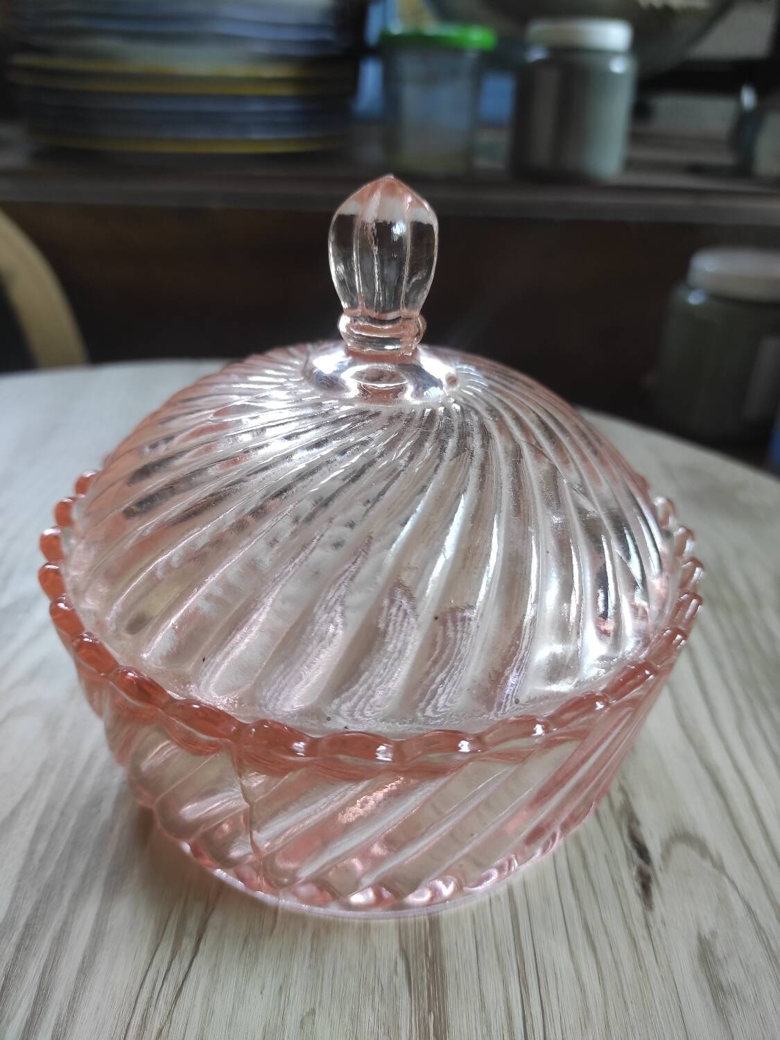 Pink glass candy box