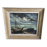 Oil on canvas by Maurice Vlaminck, marine theme.