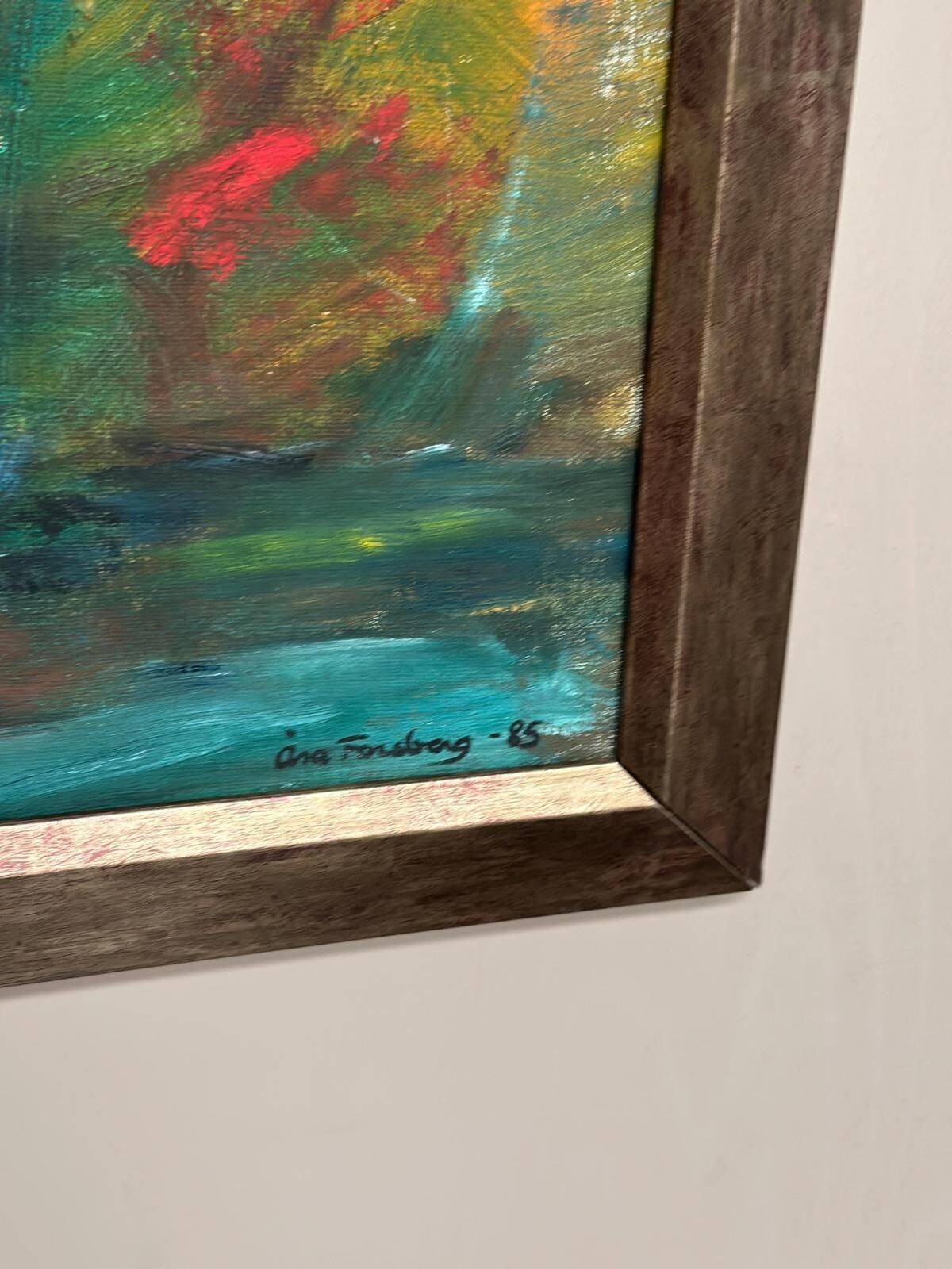 Huile sur toile originale suédoise – “Forêt abstraite” par Åsa Forsberg