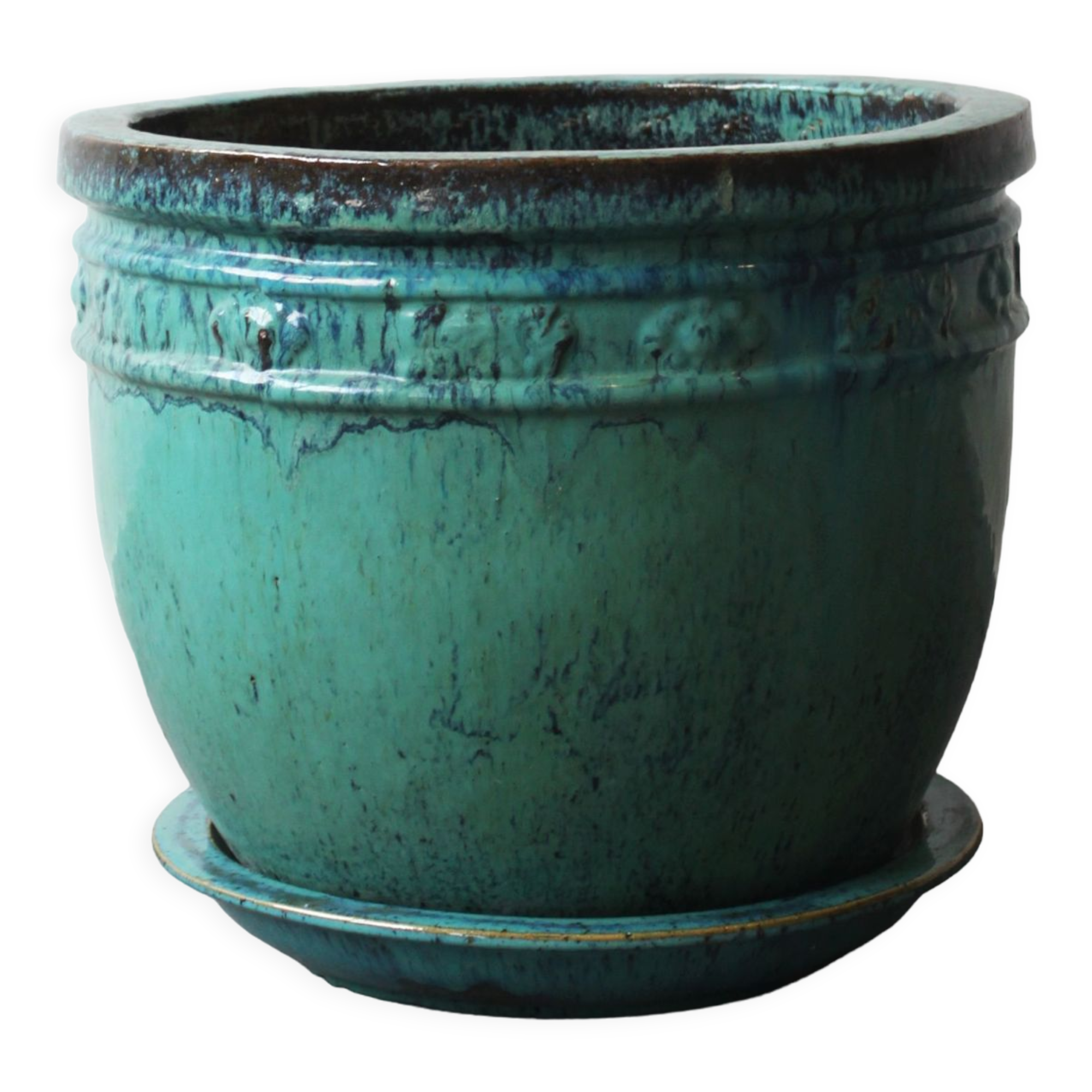 Glazed terracotta planter, handmade, 20th century