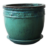 Glazed terracotta planter, handmade, 20th century