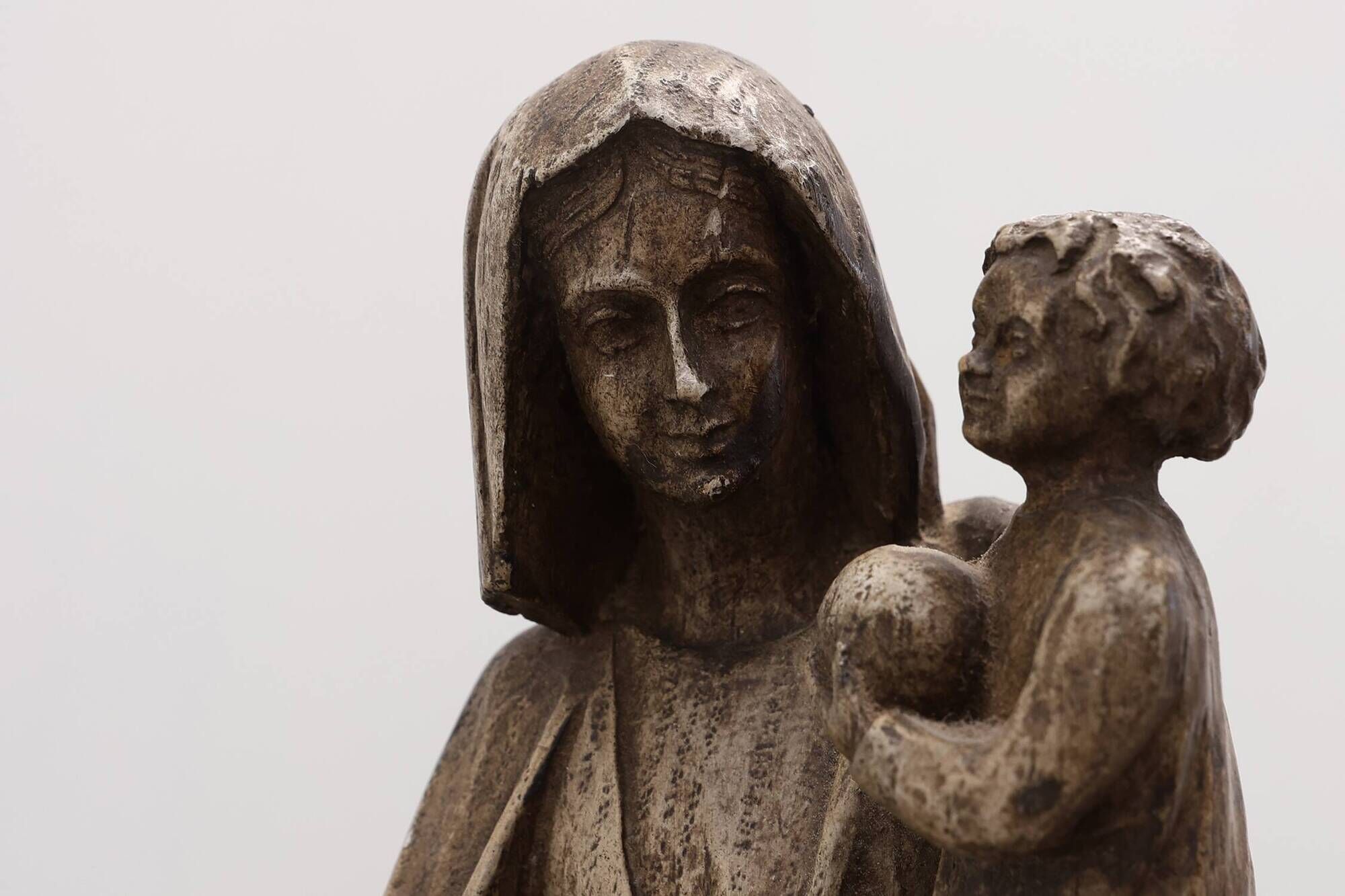 19th Century Belgian Madonna and Child Statue on Octagonal Base, Belgium