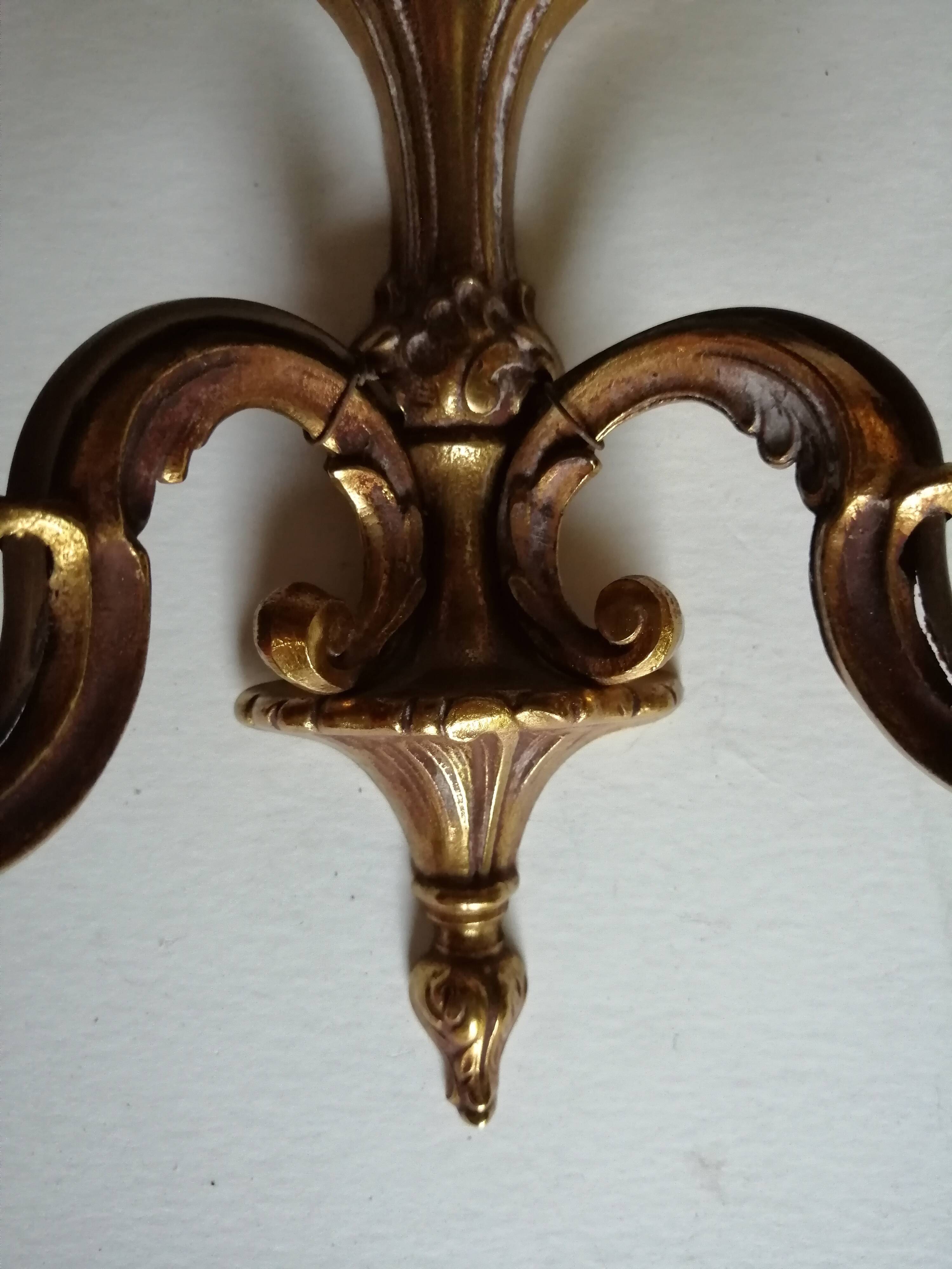 Pair of classic gold bronze wall lamps