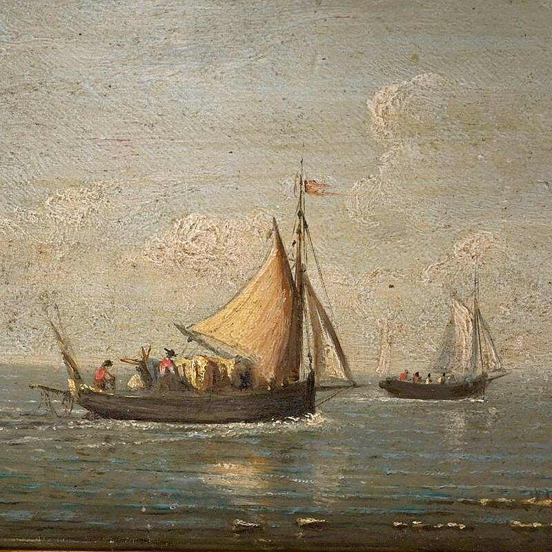 Tableau "Return to Port", oil on panel, signed Gilbert – Late 19th century