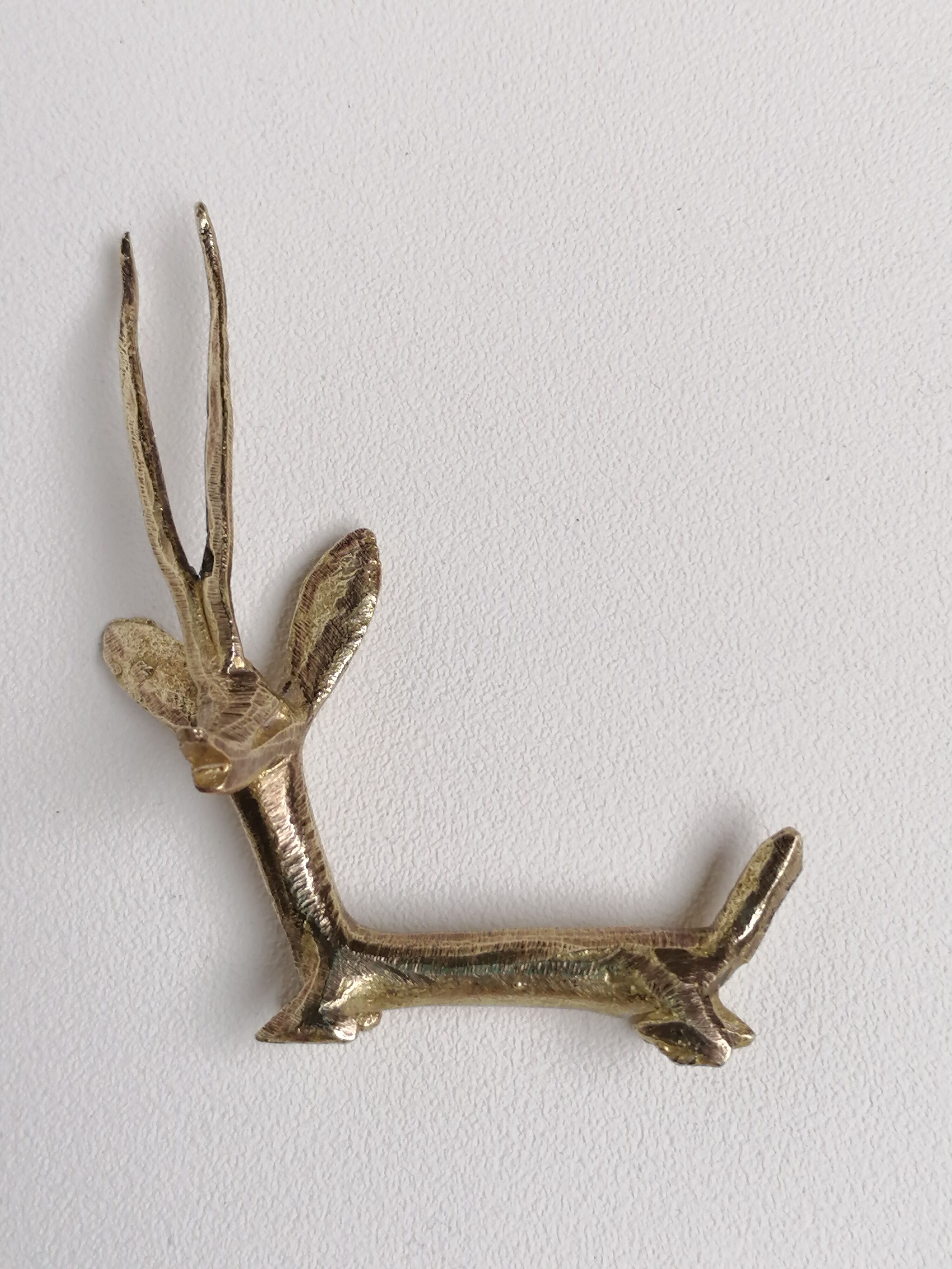4 brass gazelle animal knife holders