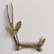 4 brass gazelle animal knife holders