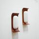 Pair of teak and opaline wall lamps by Goffredo Reggiani