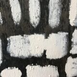 Graphic abstract painting on wood support