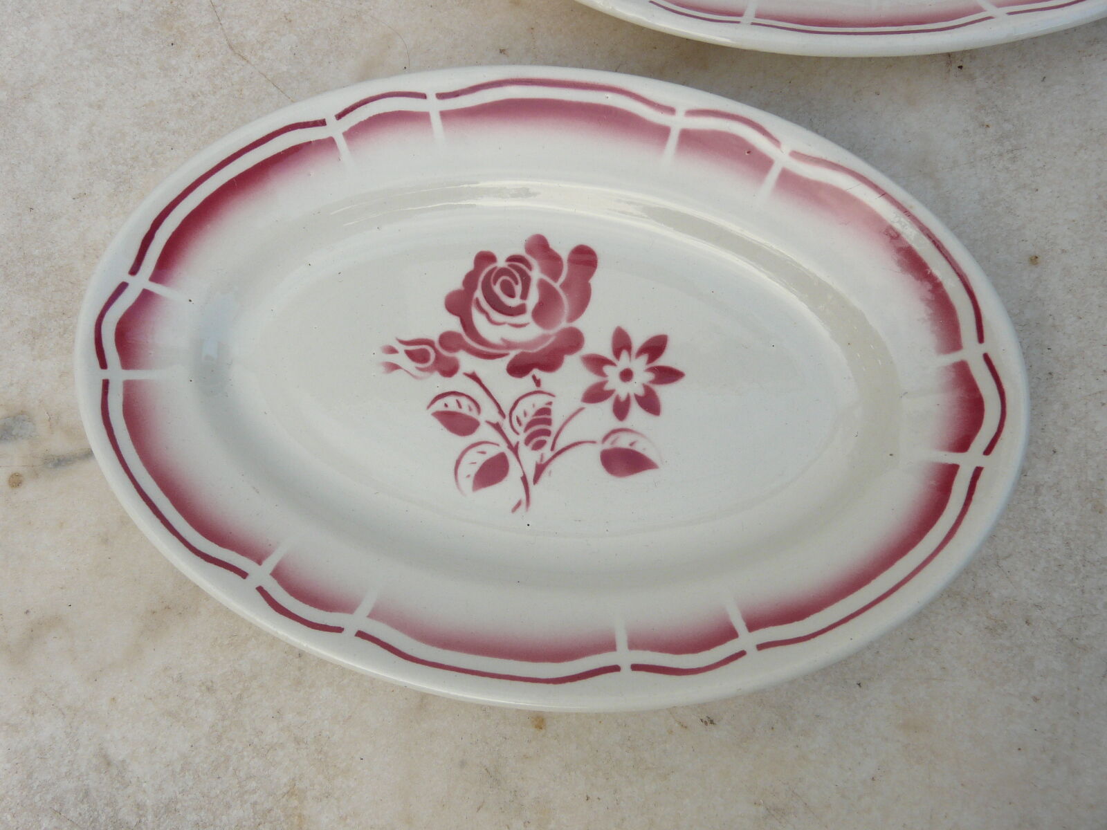 2 raviers badonviller art deco red flowers