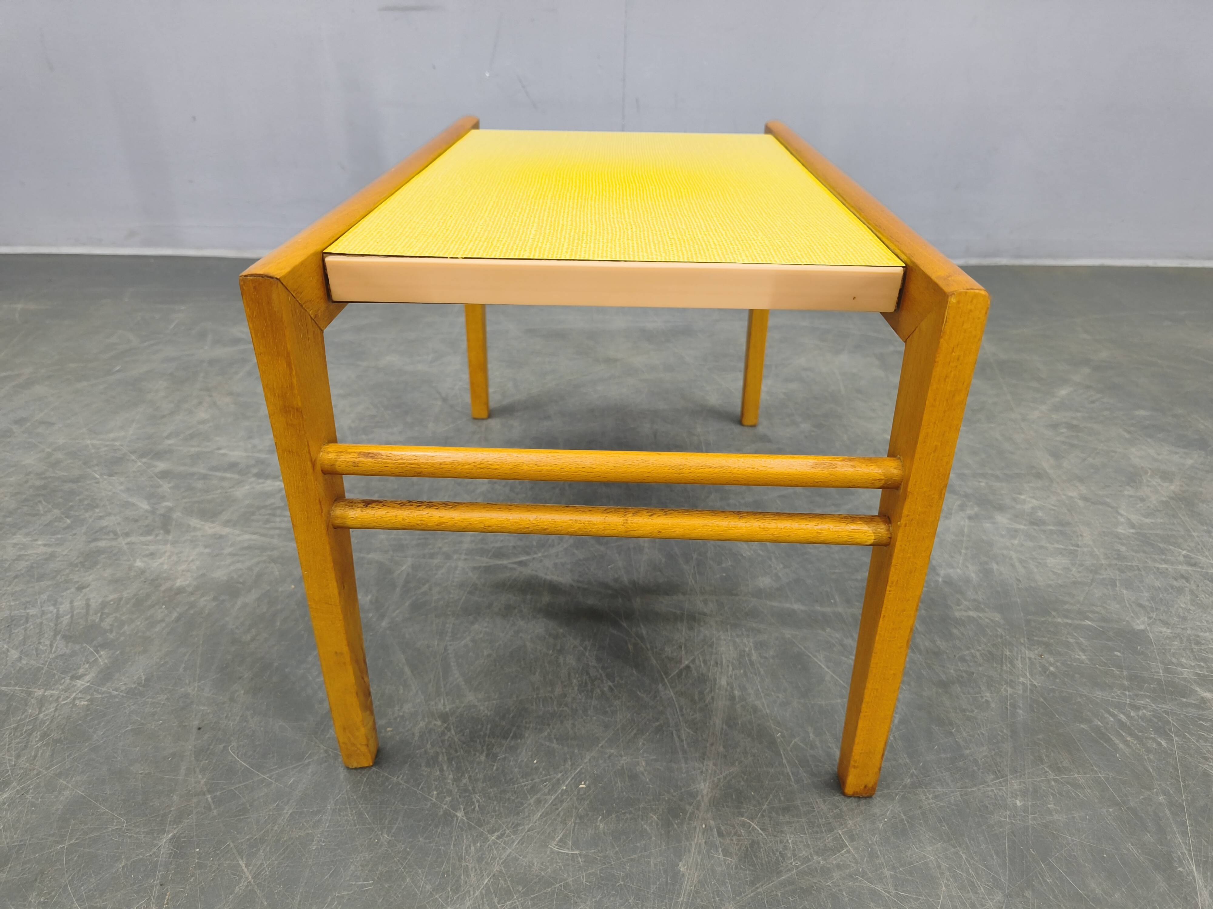 Mid Century Beech Plant Stands with Umakart Tops, 1970s Set