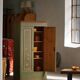 Old Danish cupboard painted with floral patterns, folk art, 19th century.