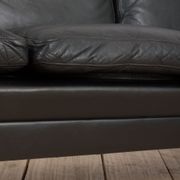 Danish black leather and rosewood sofa