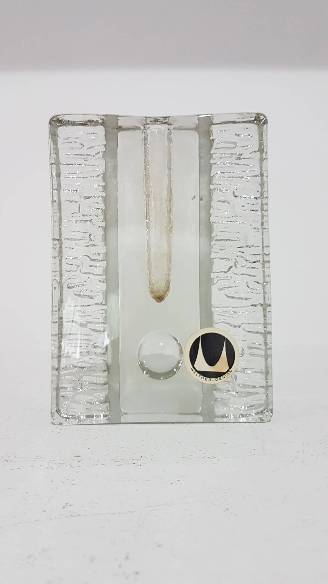 Vase solitaire, en verre transparent, conçu par H. Düsterhaus, Walther Glas,