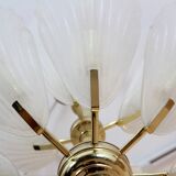 French chandelier in brass with Murano glass shells, 1970s