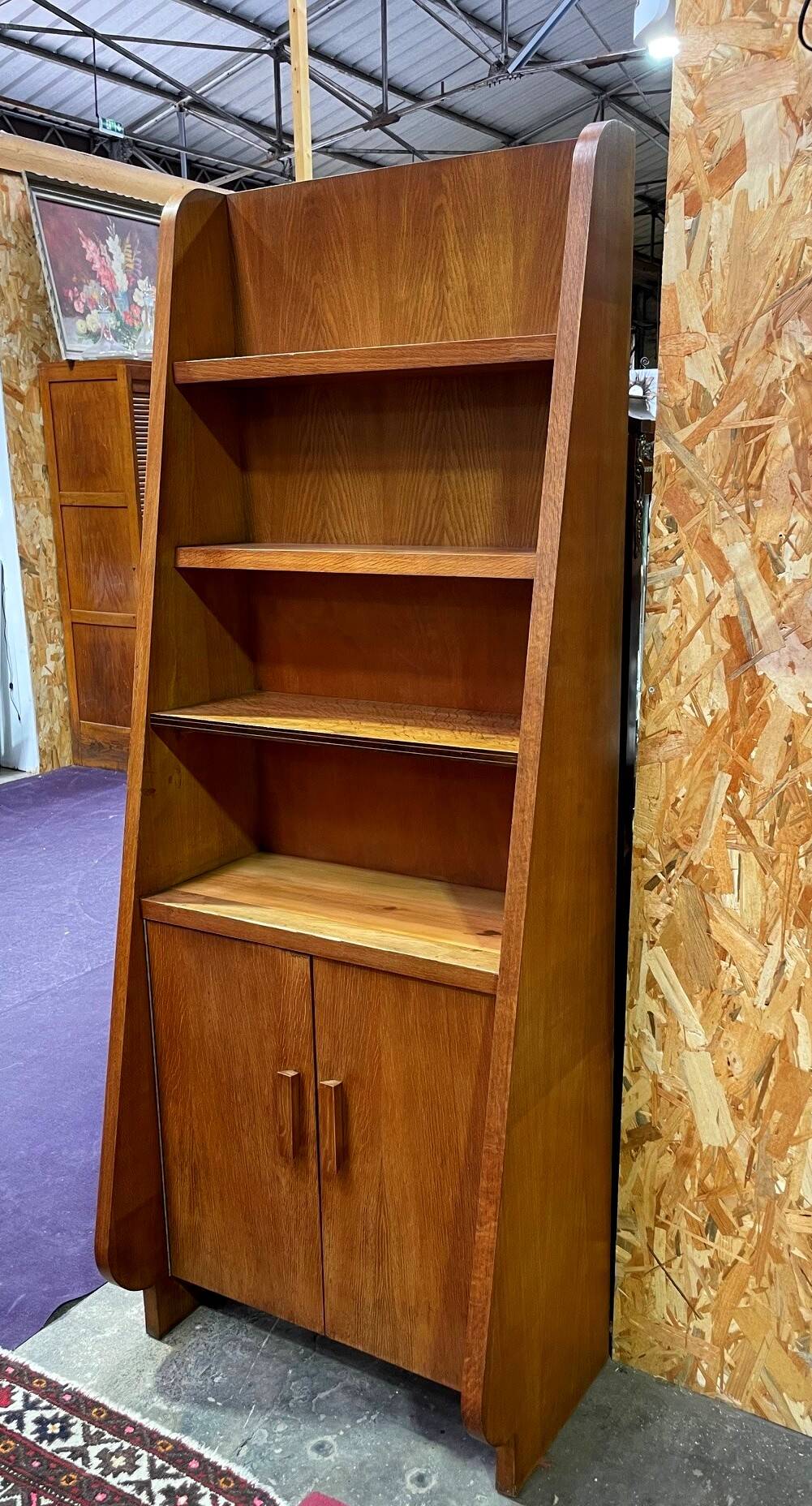 Vintage oak library designed in the 1950s.