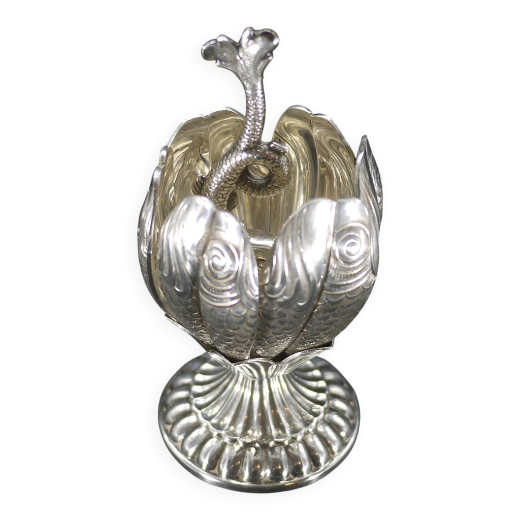 Couverts de service poisson en argent poincon tete veillard avec decor poisson - Collection
