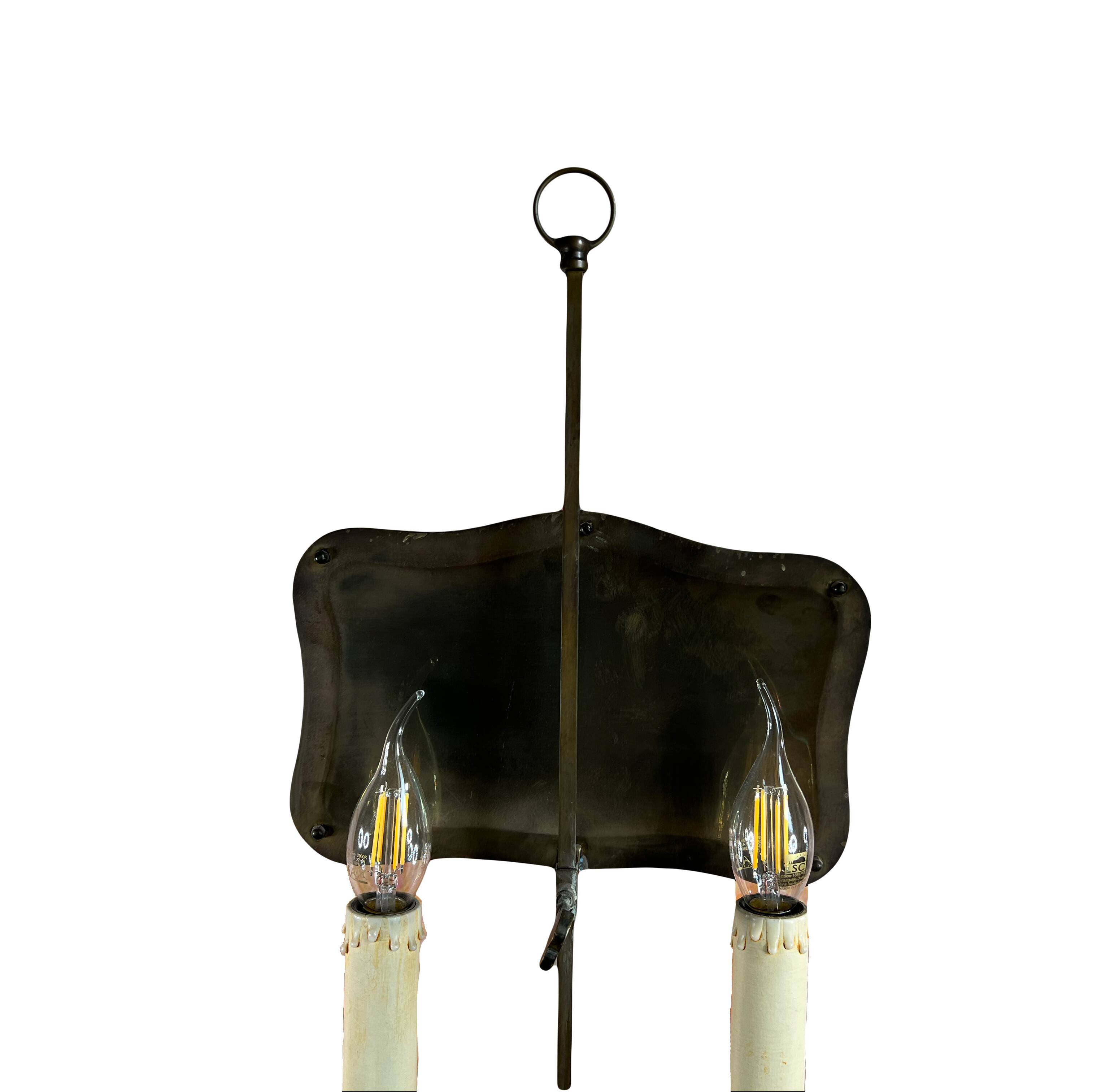 Two-light bronze table lamp