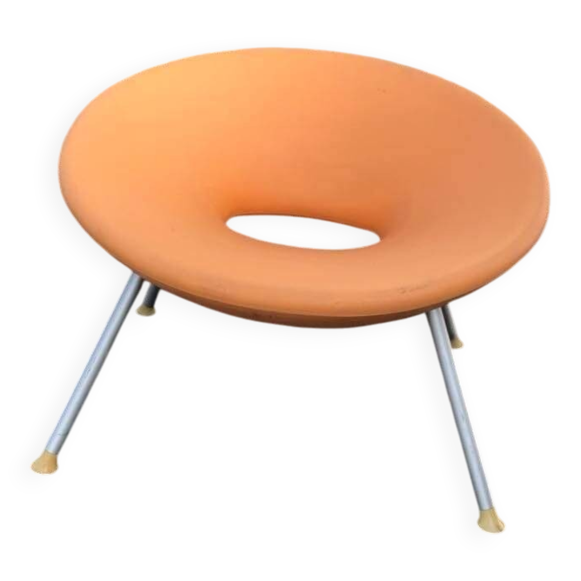 Chaise Ploof orange en plastique par Philippe Starck pour Kartell, pieds aluminium poli