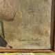 Large old portrait with a parasol, oil on canvas signed, 1917