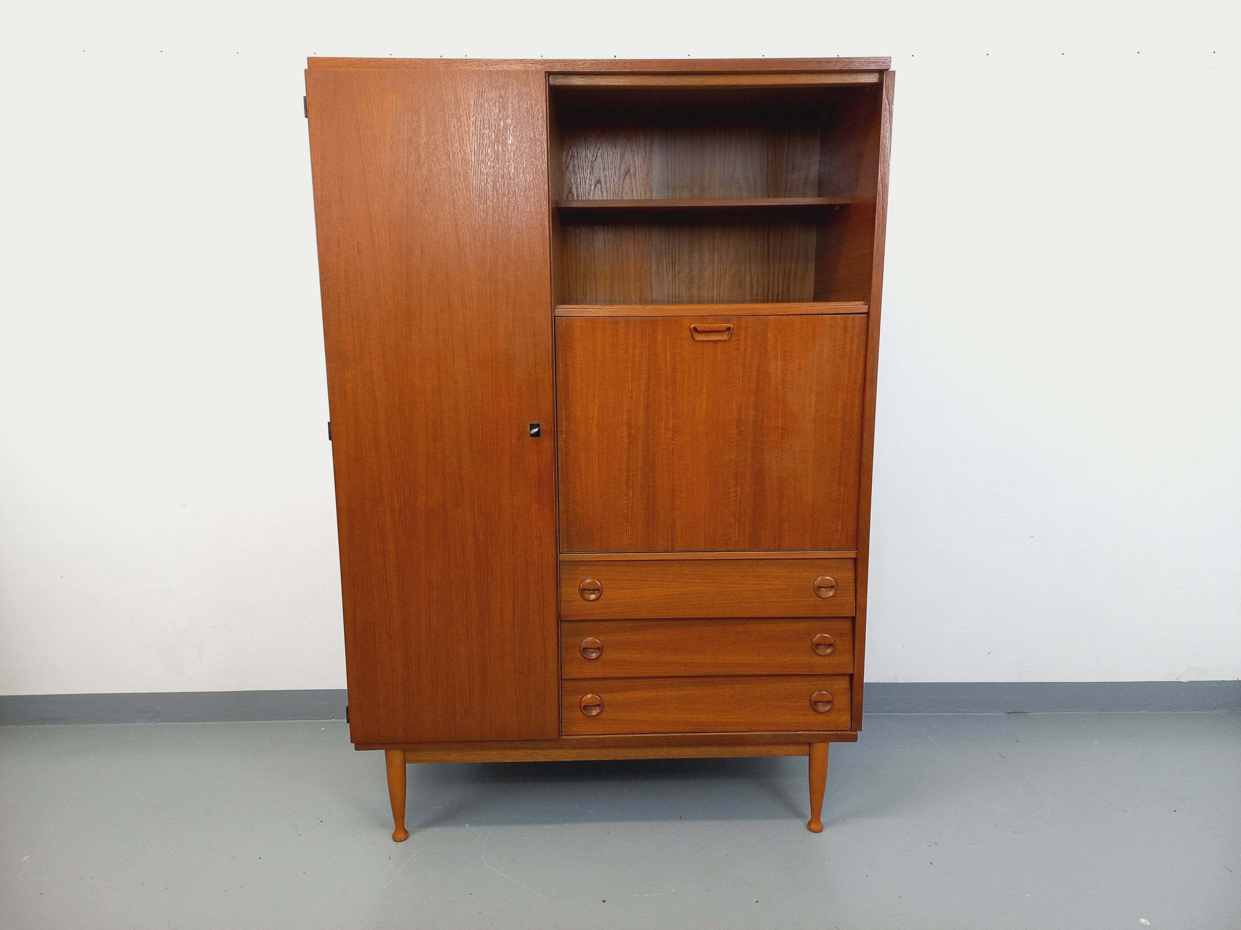 Vintage Scandinavian-style teak secretary cabinet
