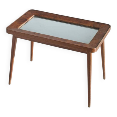 Table d'appoint Gio Ponti, bois et miroir