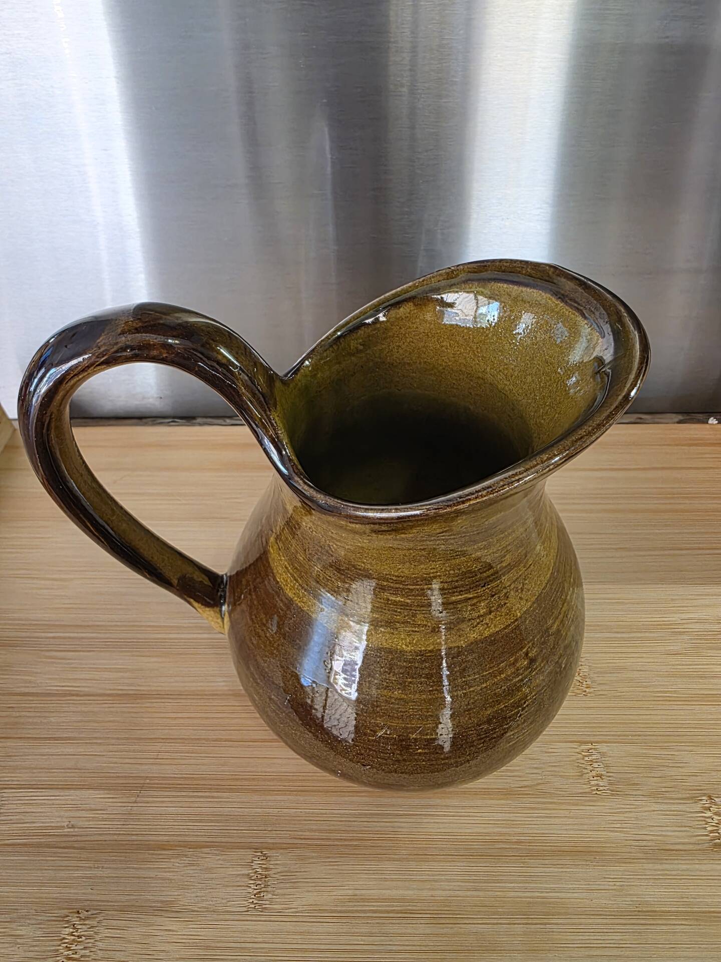 Jug / Pitcher in Saint-Clément earthenware with amber & honey glaze vintage