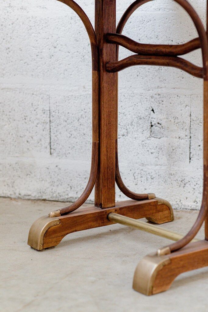 Curved wood bistro table