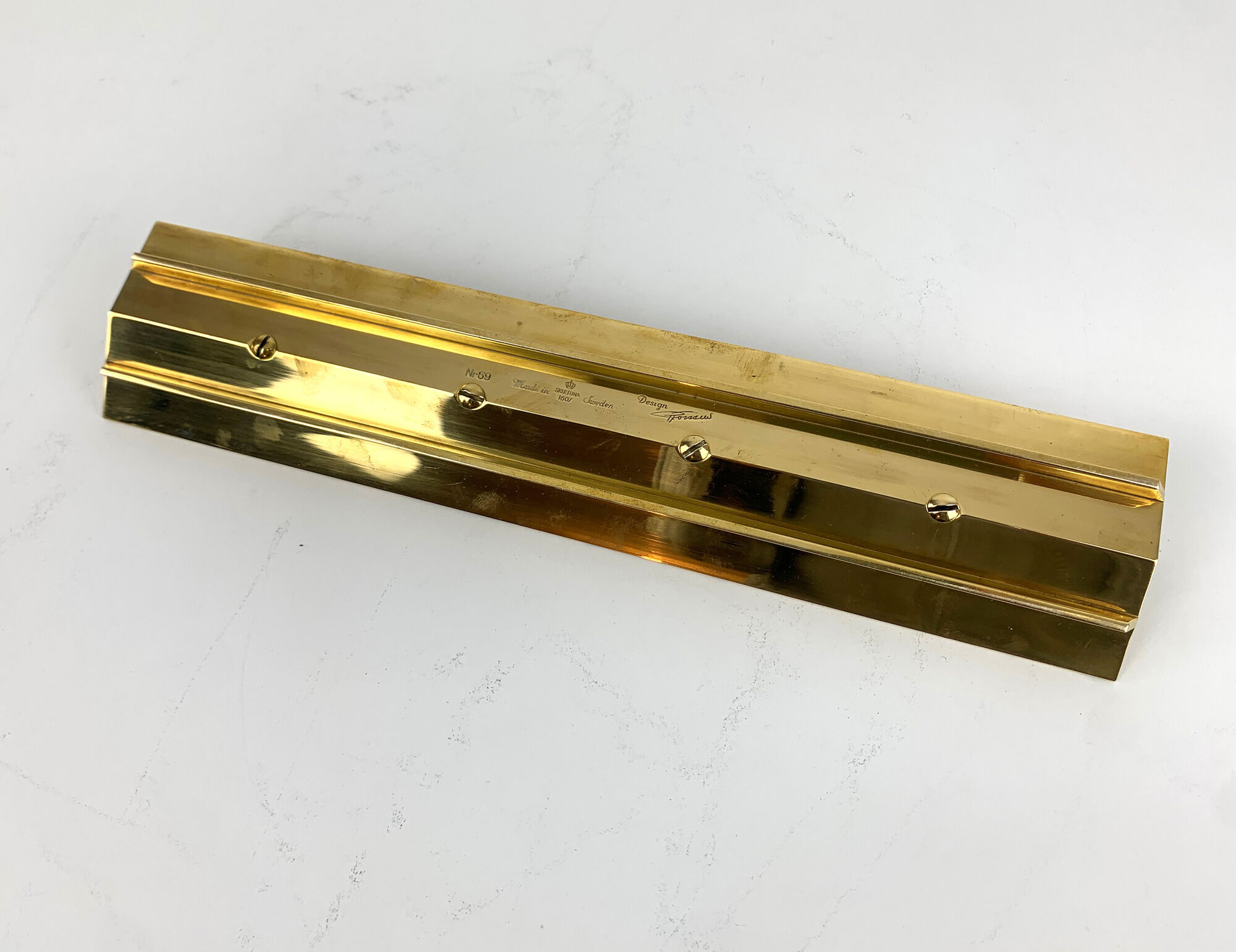 Scandinavian brass candle holder, vintage, Pierre Forsell for Skultuna, 1960