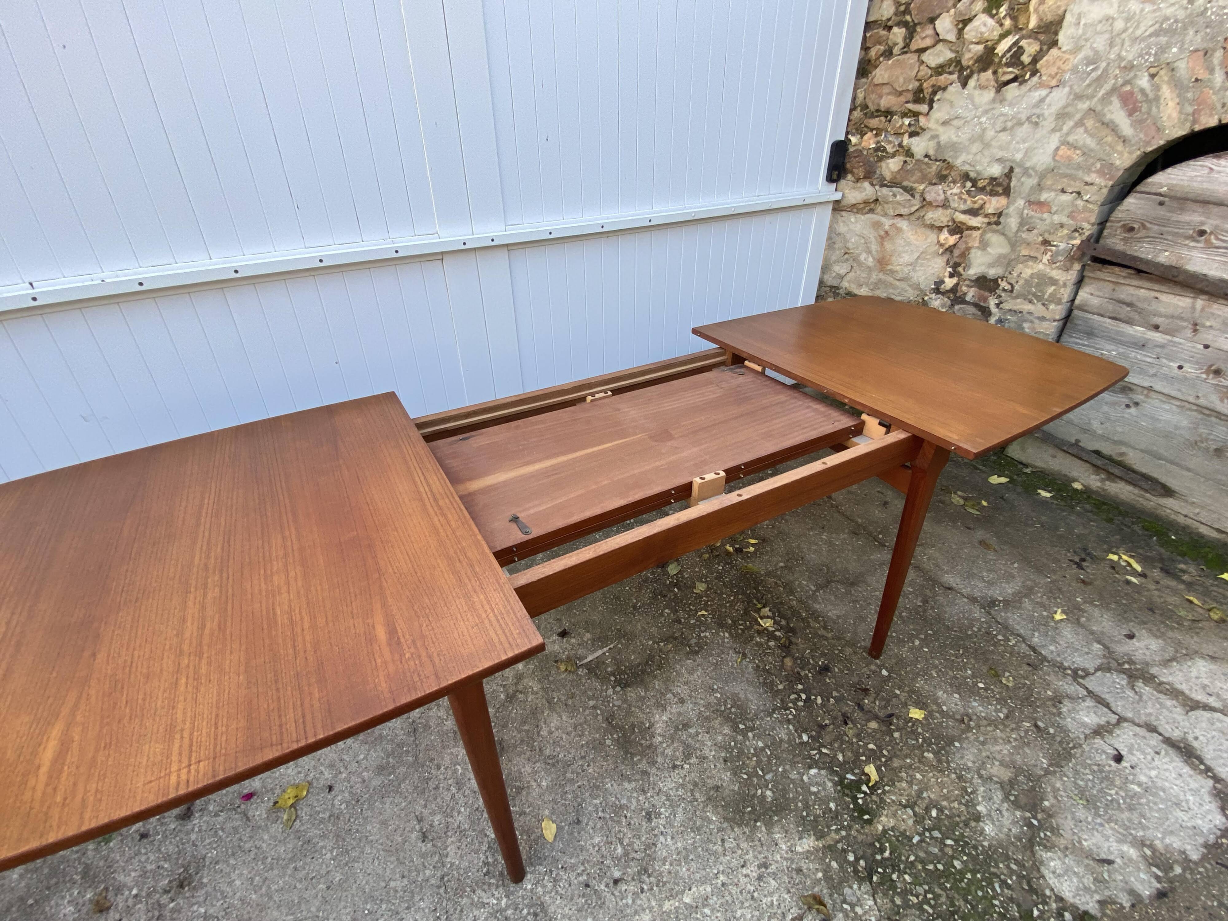 Extendable table 2 Scandinavian teak extensions 165/207/249 x 91cm vintage an60