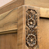 Parisian glass-fronted Art Deco wardrobe in solid raw walnut.
